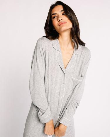 Grey Modal Button Up Pyjama Set